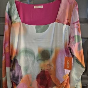Intempo Women's Plus Size 2X Multicolor Long Sleeve Top NWT